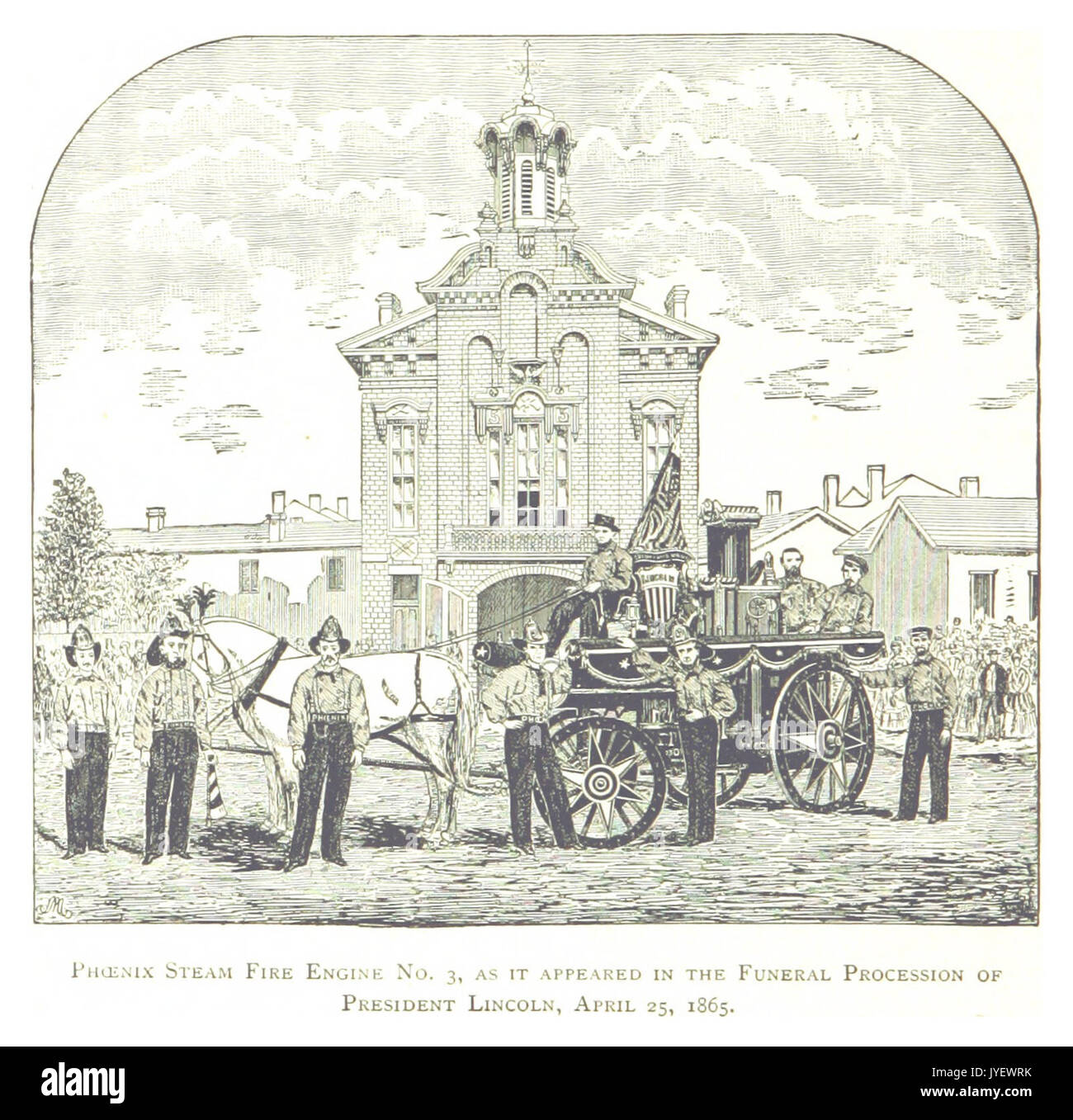 Farmer(1884) Detroit, p564 PHOENIX Dampf Feuerwehrauto Nr. 3, AS es erschien IN die Beerdigung Prozession von Präsident LINCOLN, 25. April 1865 Stockfoto