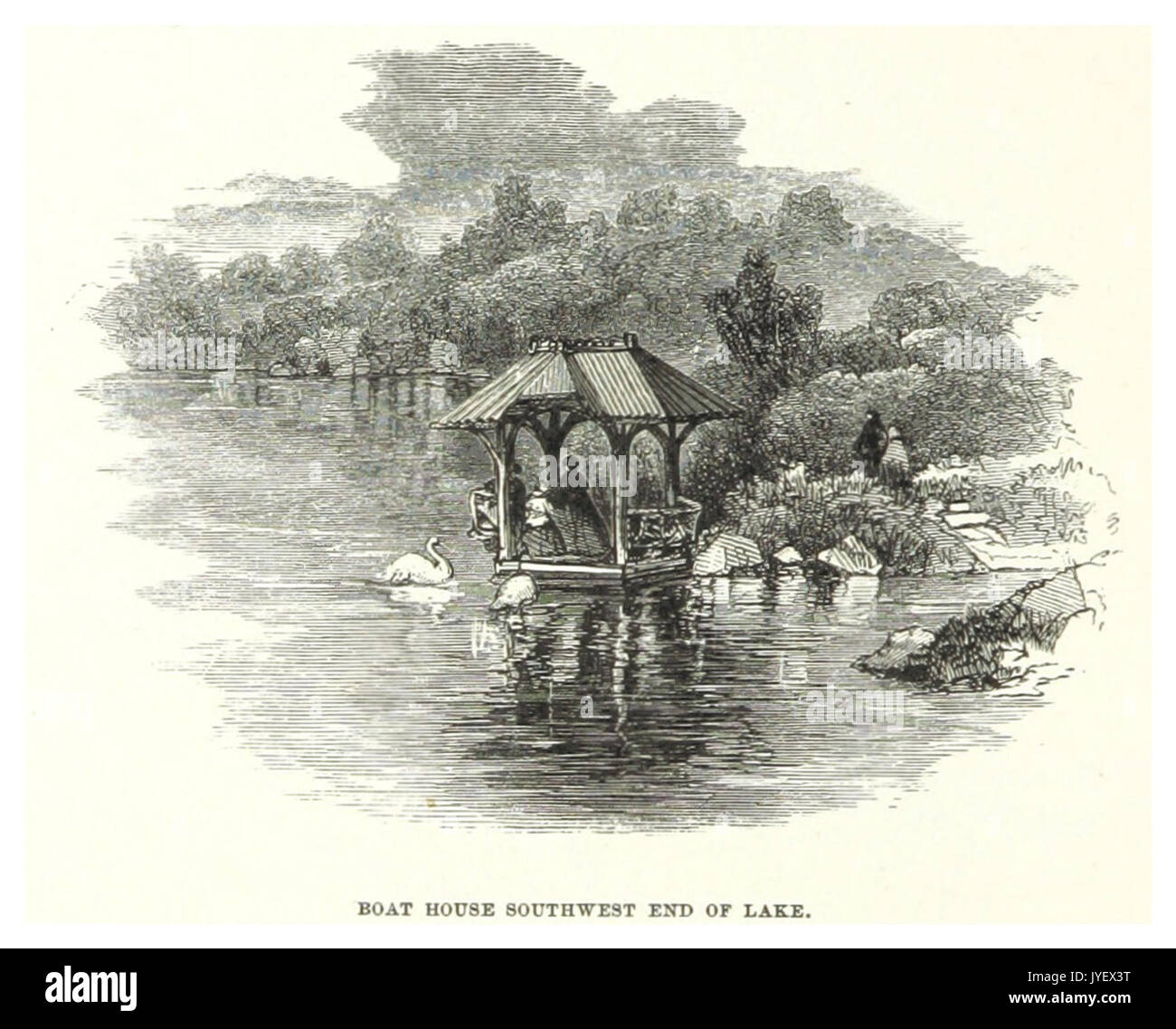 NYC CentralPark (1869) p072 Boot Haus Südwesten Ende des Lake Stockfoto