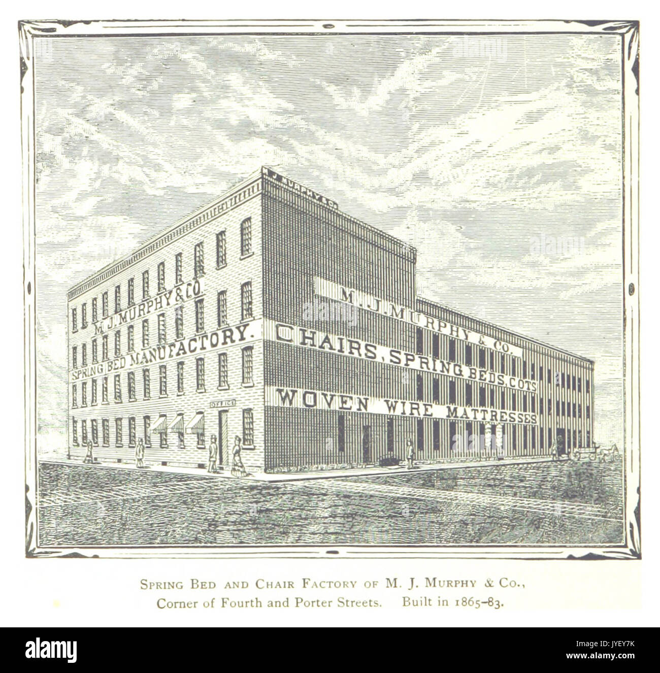 Bauer (1884) Detroit, p884 FEDER BETT UND STUHL WERK VON M. J. MURPHY & Co. ECKE DES VIERTEN UND PORTER STRASSEN. Gebaut im Jahr 1865 83 Stockfoto