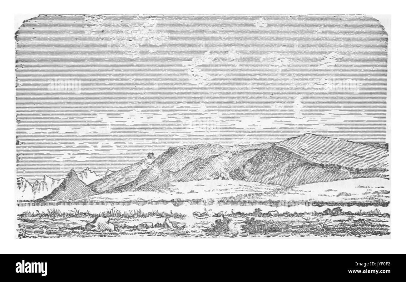 Moreno(1879) p364 PAISAJE ENLA MARGEN NORTE DEL LAGO ARGENTINO Stockfoto