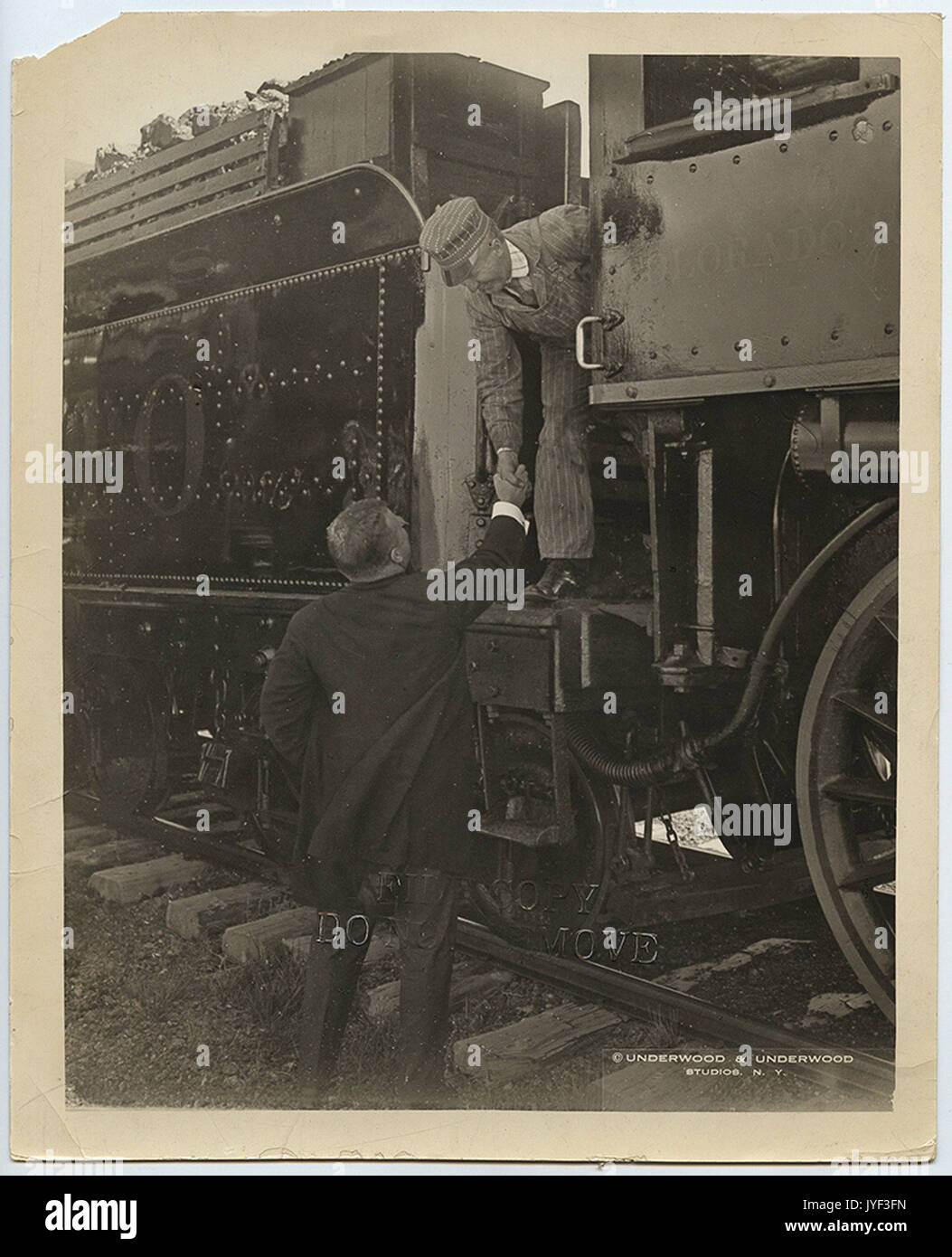 Präsident Theodore Roosevelt Gruß Lokführer in Vernon, Texas Stockfoto