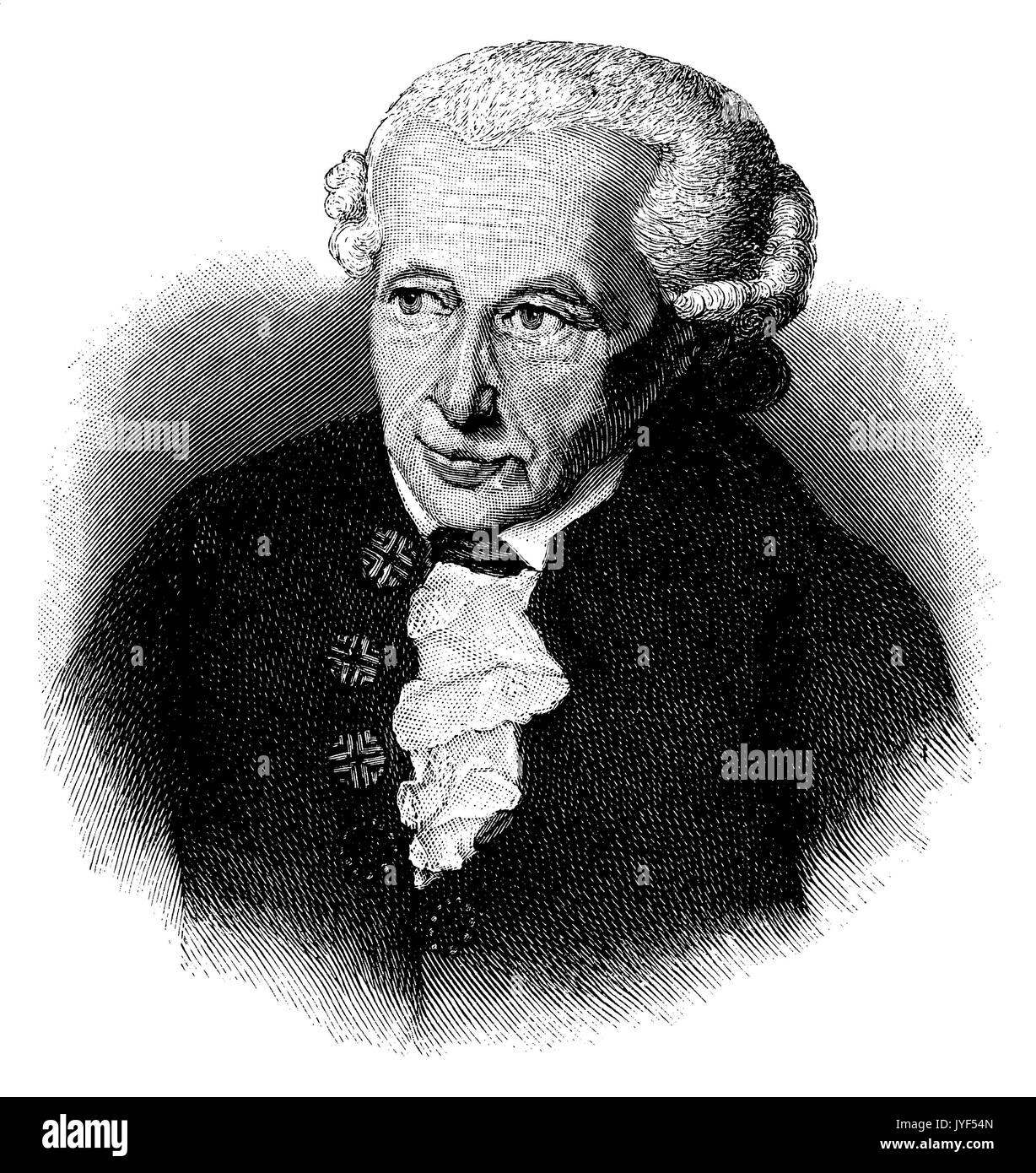 Immanuel Kant (1724-1804), deutscher Philosoph der Aufklärung, Portrait nach Öl Gemälde von Gottlieb Doebler Stockfoto