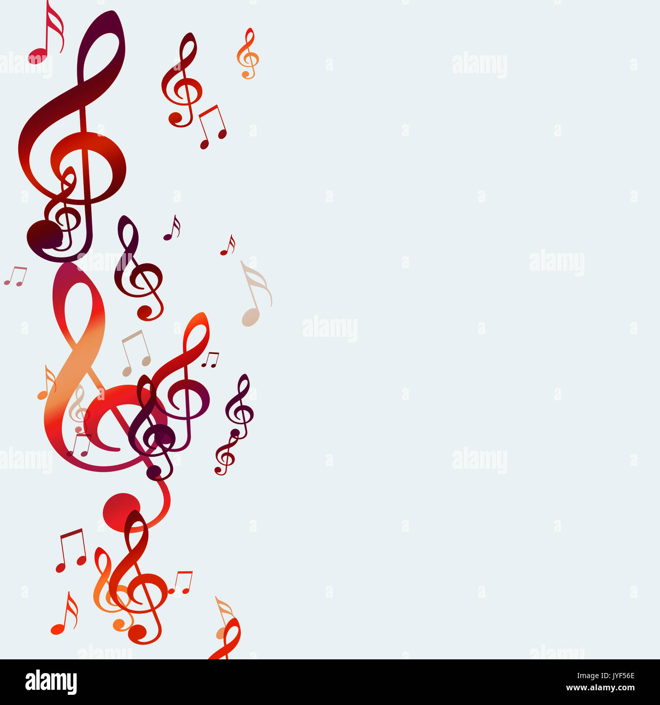 Abstrakte heller Hintergrund mit roten Musiknoten Stockfoto