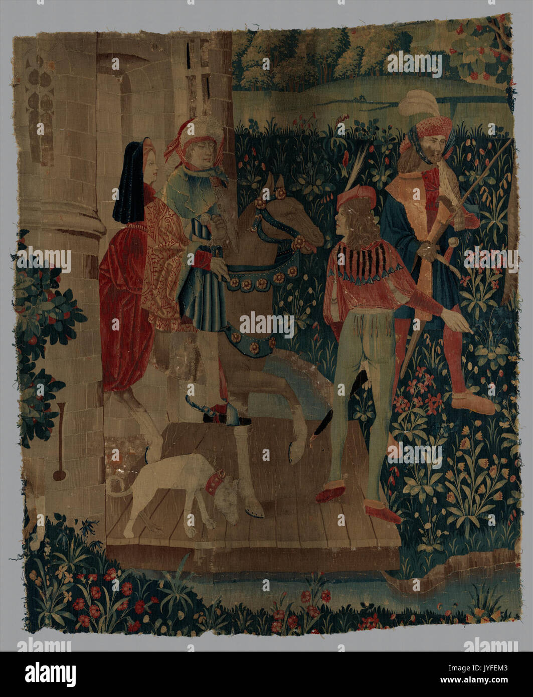 Eine Jagdgesellschaft Verlassen ein Schloss (von Vorfällen in einer Hirschjagd) MET DP 328889 Stockfoto