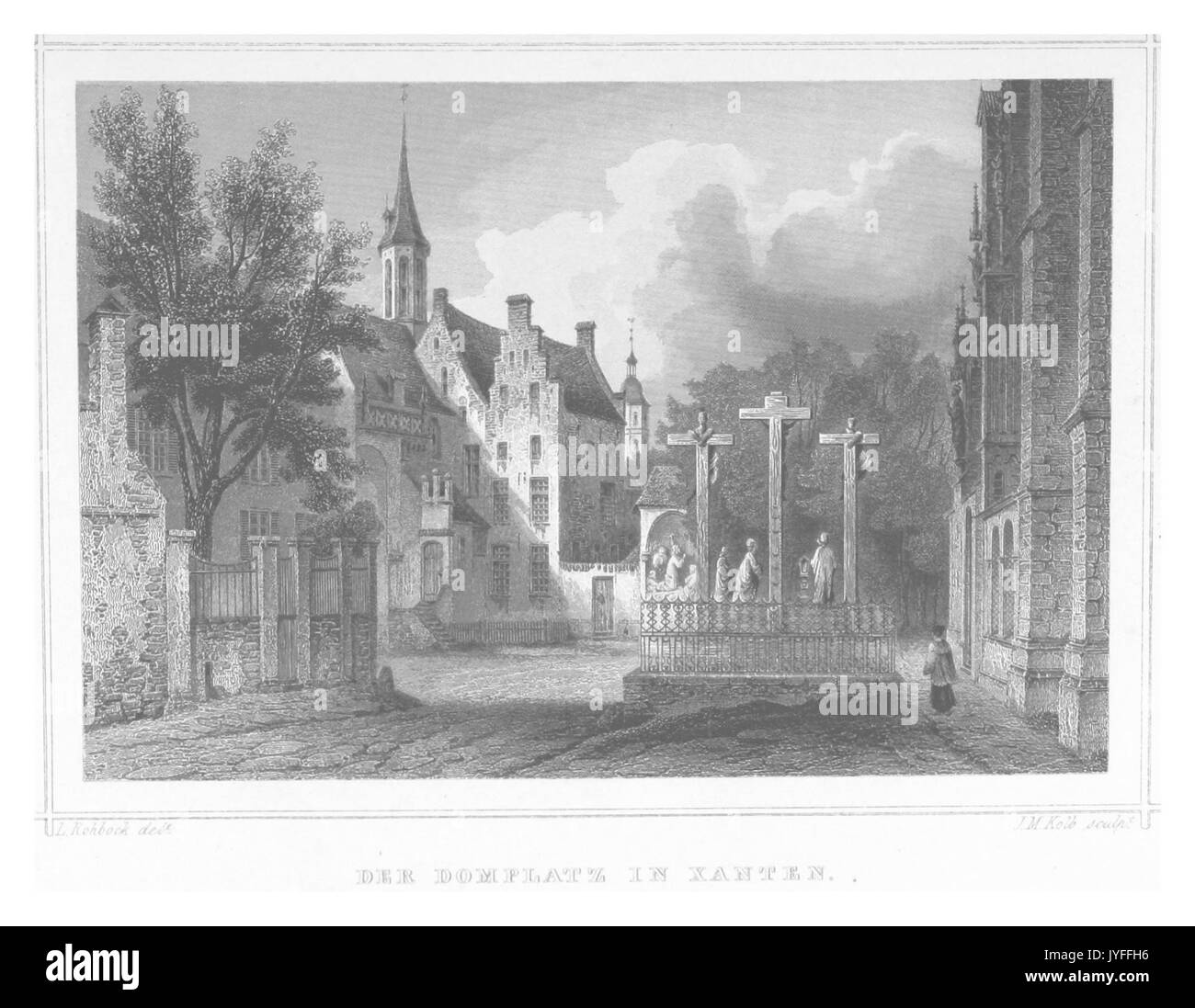 POPPEL(1852) p2.795 XANTEN, DOMPLATZ Stockfoto