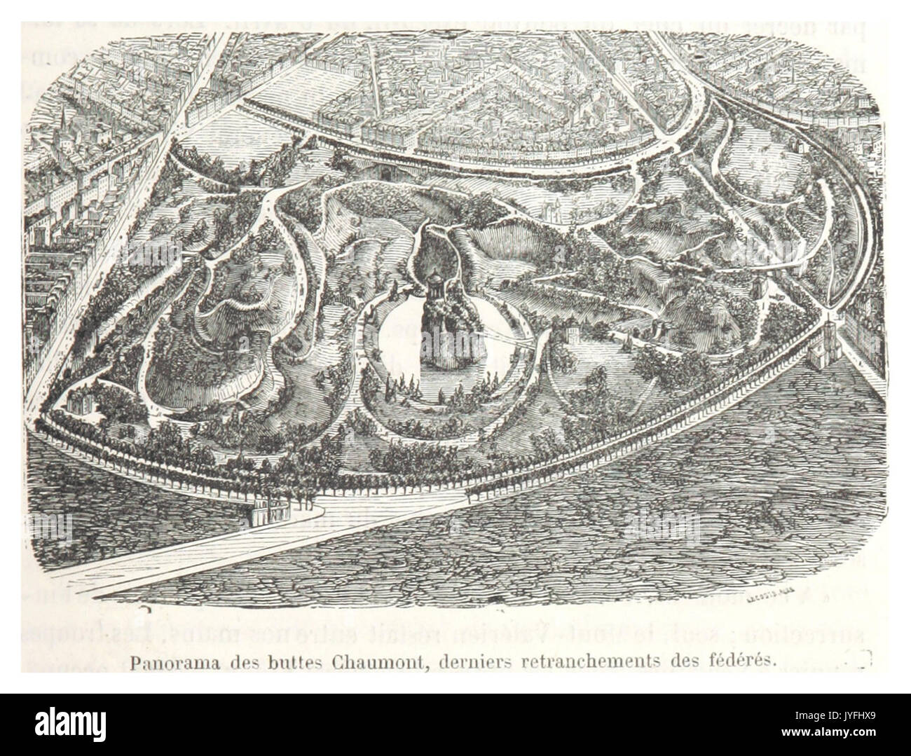 ROUQUETTE(1871) p273 Panoama des Buttes Chaumont Stockfoto