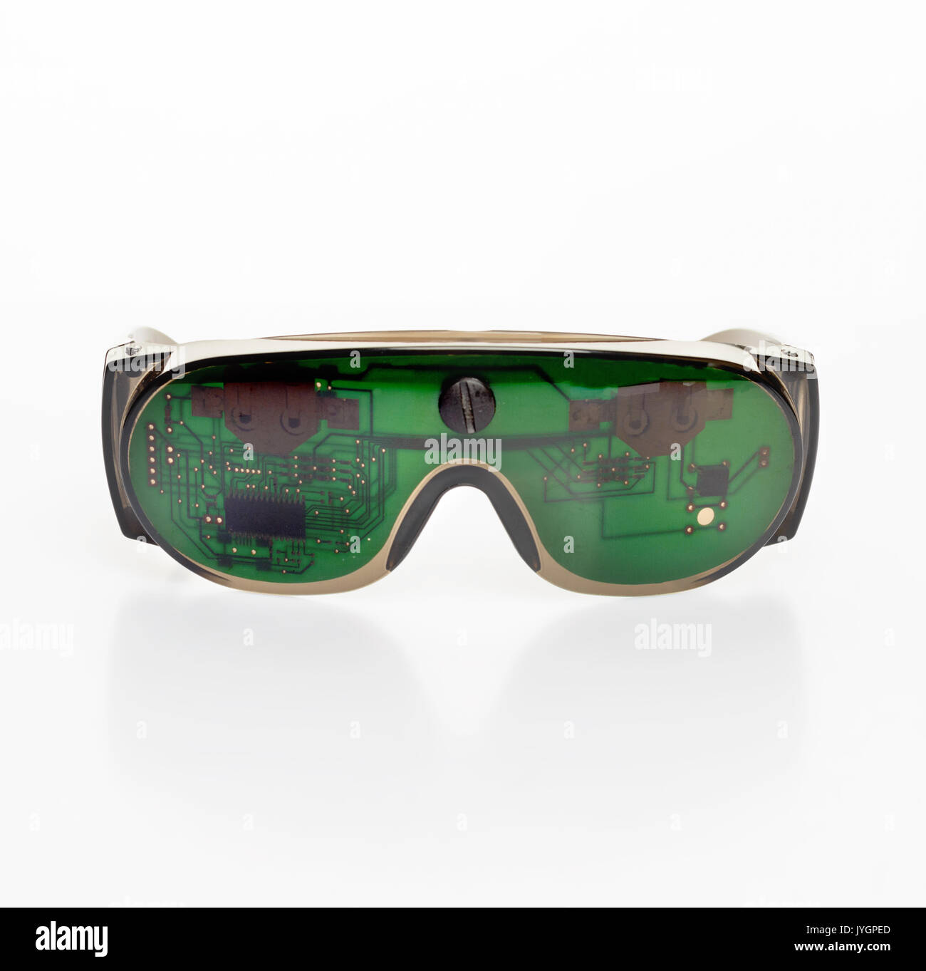 Futuristische Mikrochips Schutzbrille Stockfoto