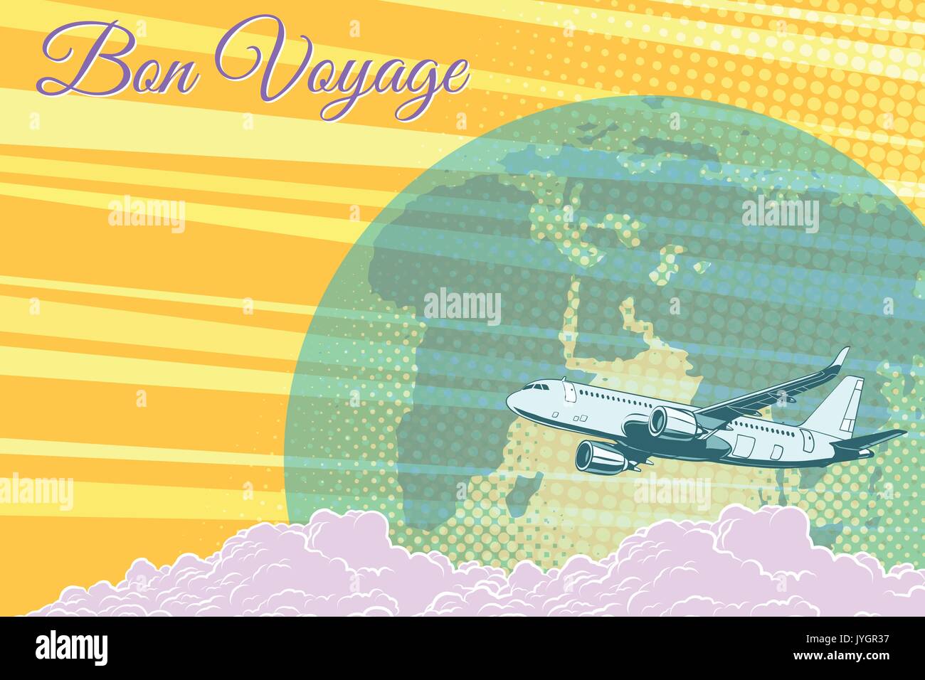 Flugzeug Flug reisen tourismus retro Hintergrund Bon Voyage Stock Vektor