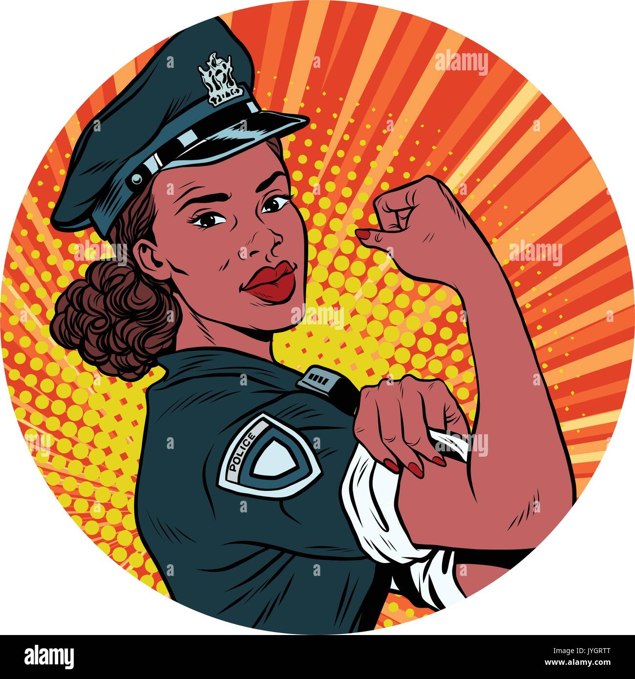 Wir können es schwarze Police Woman African American Pop Art avatar Stock Vektor