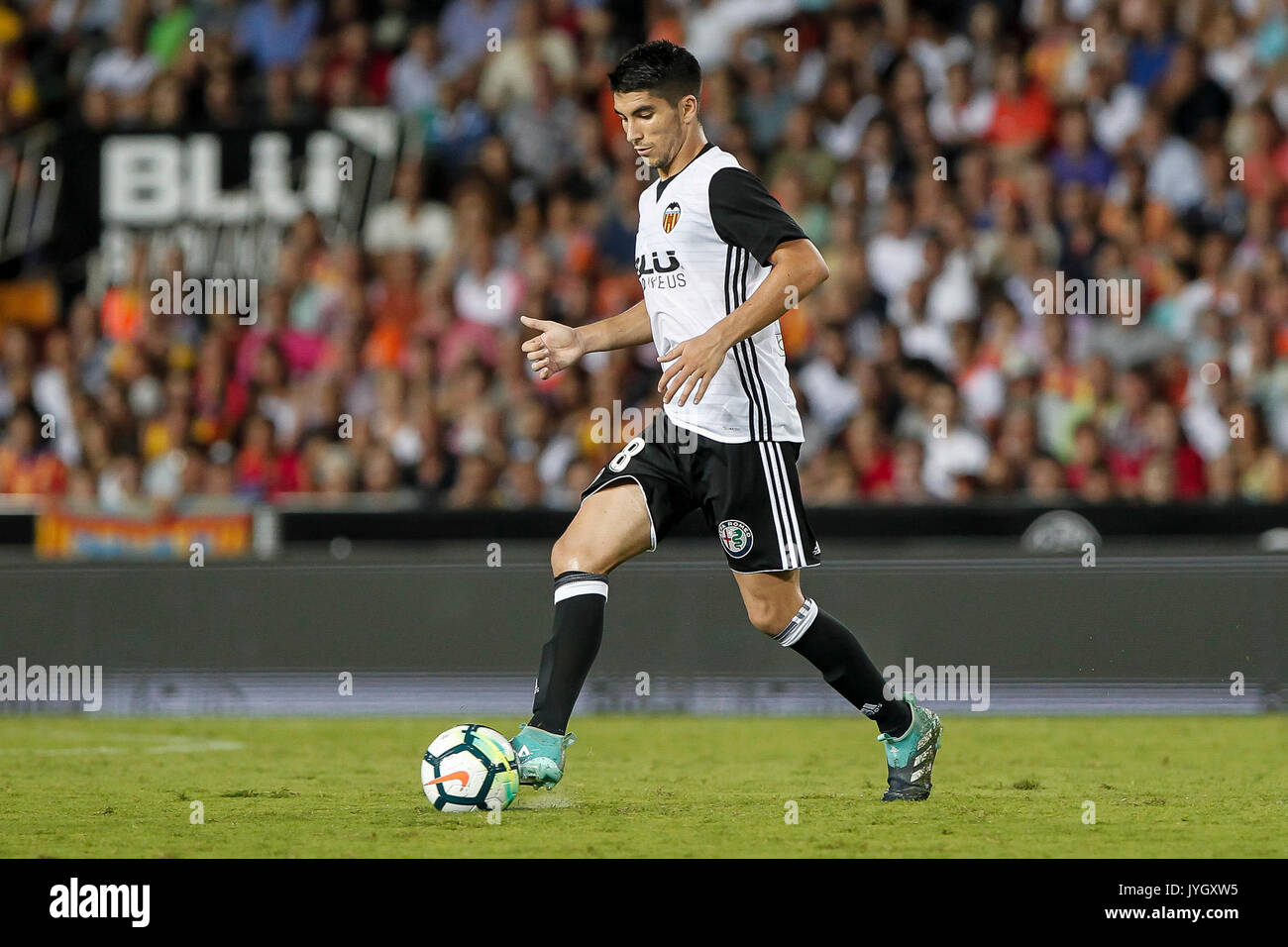 18 Carlos Soler Valencia CF während der spanischen La Liga Match zwischen Valencia CF und UD Las Palmas Stadium Mestalla am 18. August 2017. Stockfoto