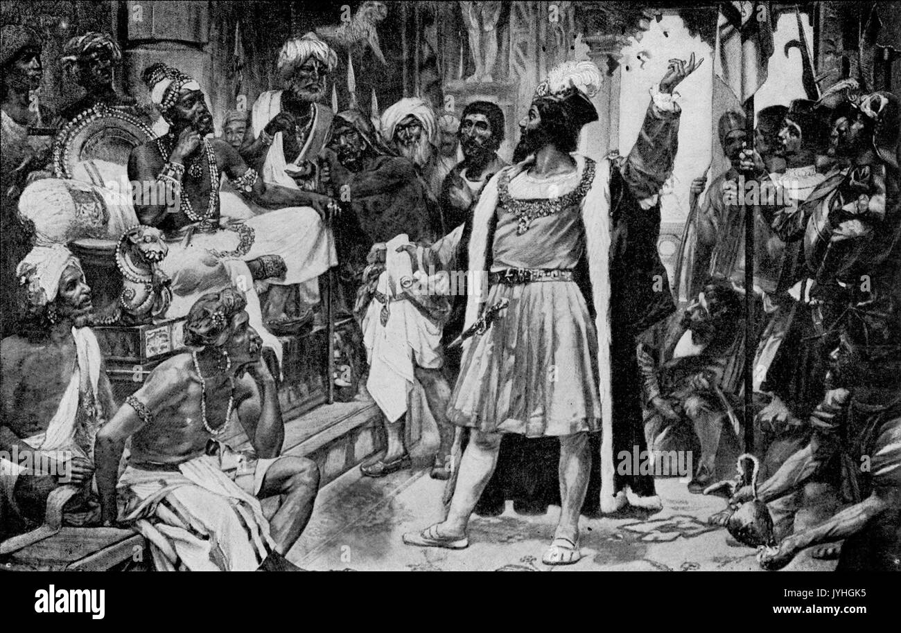 Vasco da Gama Entrega eine Carta Rei Dom Manuel ich de Portugal Ao Samorim de Calicute Stockfoto
