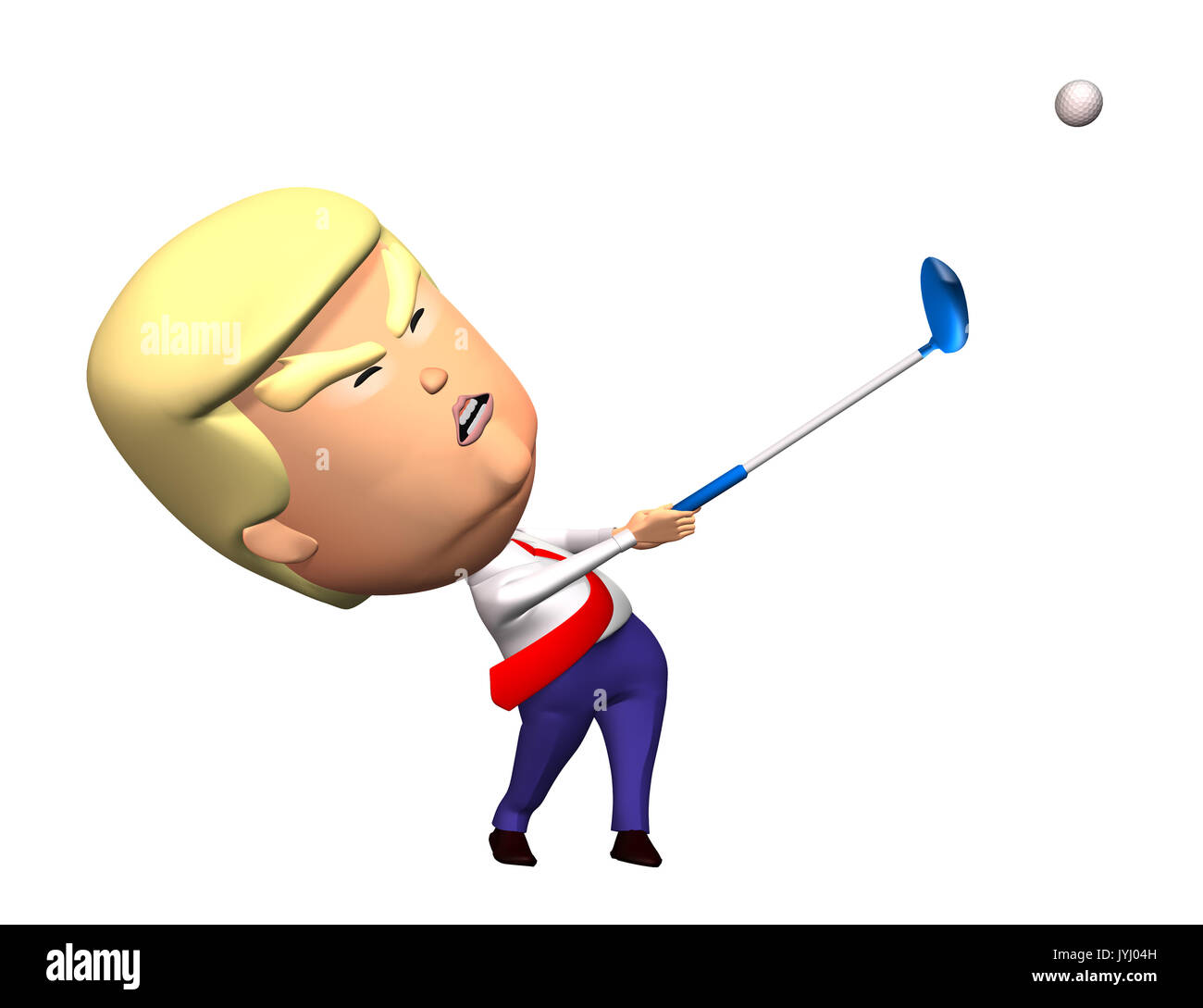 Donald Trump das Schlagen eines Golfballs Stockfoto