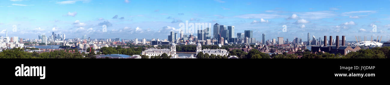 Panoramablick auf London ab Greenwich Park gesehen Stockfoto