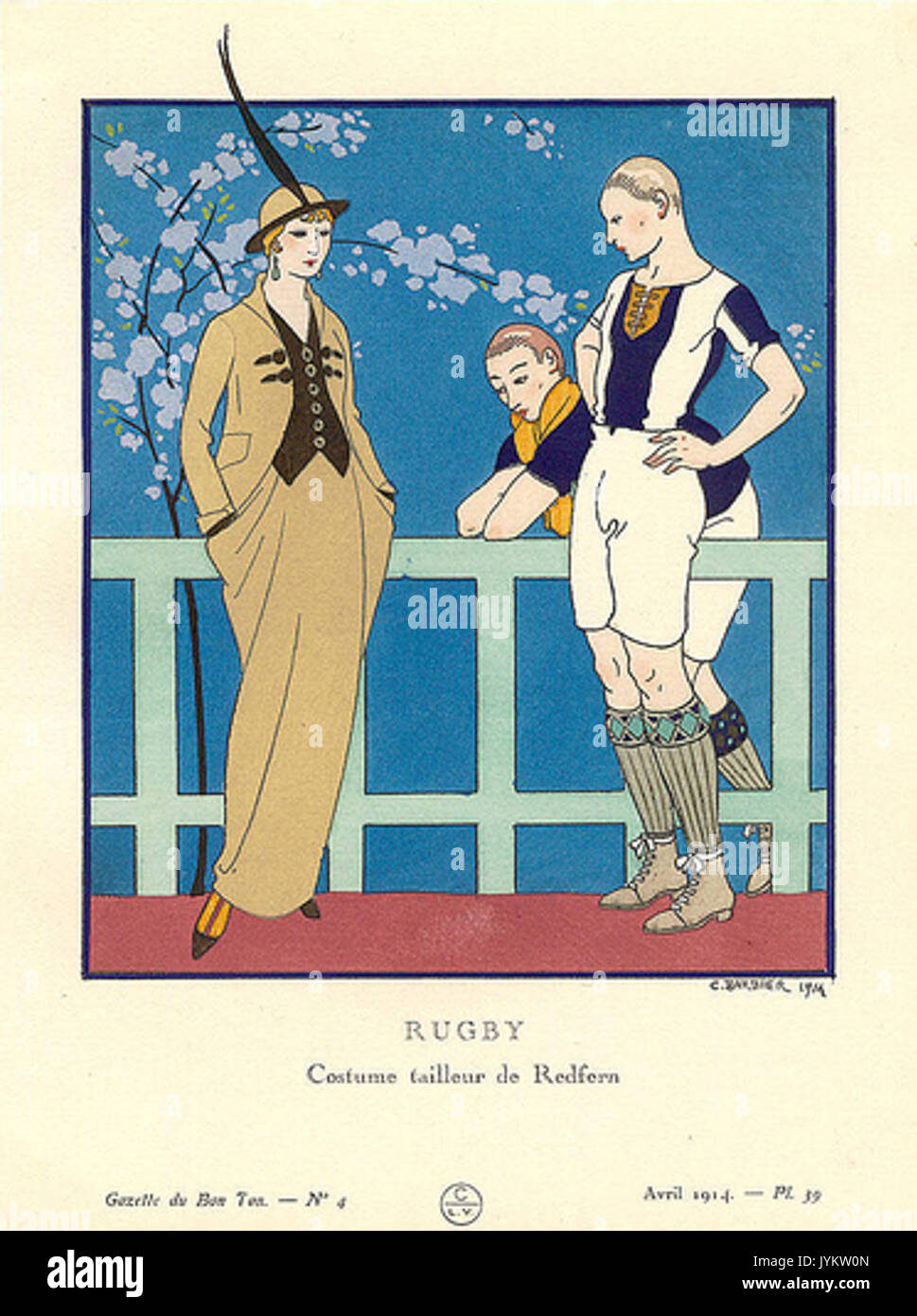 Ein Foto aus dem Jahr 1914, das Rugbyspieler in Redfern-Anzügen zeigt, wahrscheinlich aus einer Zeit, in der sich Rugbykultur und Mode kreuzten. Stockfoto