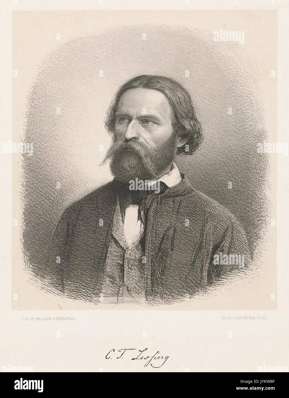 3. Abbildung: Carl Friedrich Lessing. Nach dem Leben gezeichnet und lithographirt von Bernhard Hoefling, 1853 Stockfoto