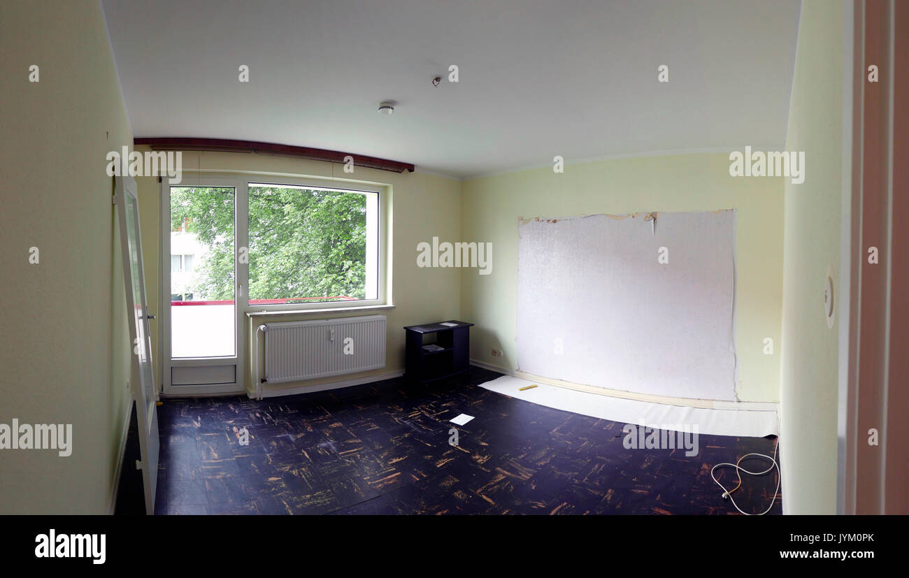 Eine leere Deutsche Wohnung home, erschwingliche Wohnung wird seltener und seltener. Stockfoto