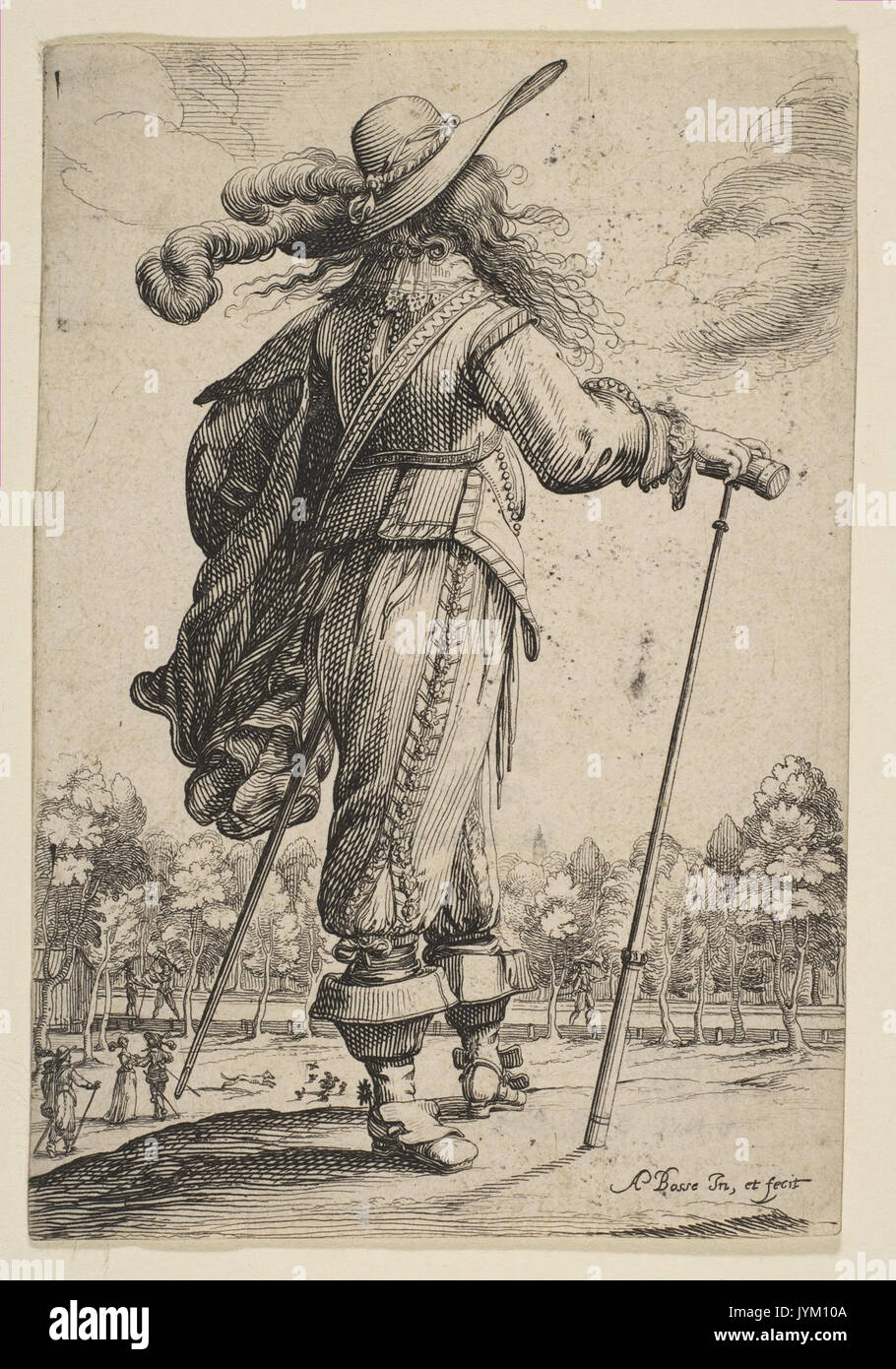 Ein Mann aus dem Zurückgelehnt auf einem Croquet Mallet MET DP 818059 Stockfoto