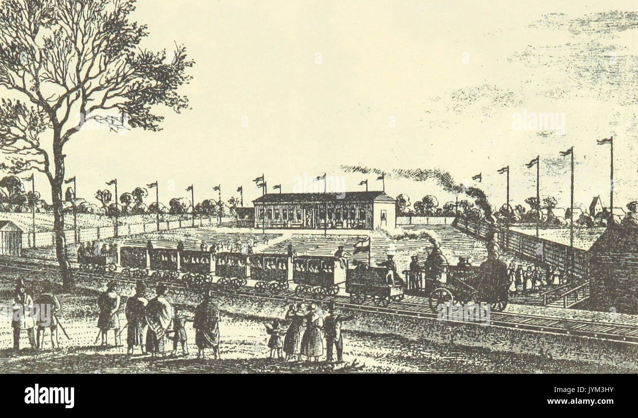 Erste Dampfwagenfahrt aud der Leipzig Dresdner Eisenbahn den 24. April 1837 (7/8) Stockfoto