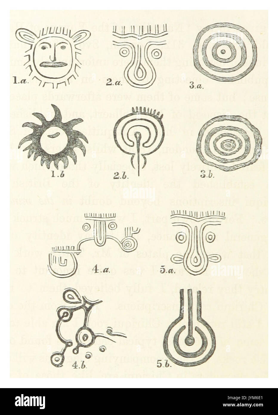 Exambles Anicent Symboles im Vergleich, native (a) und Briten (b) Stockfoto