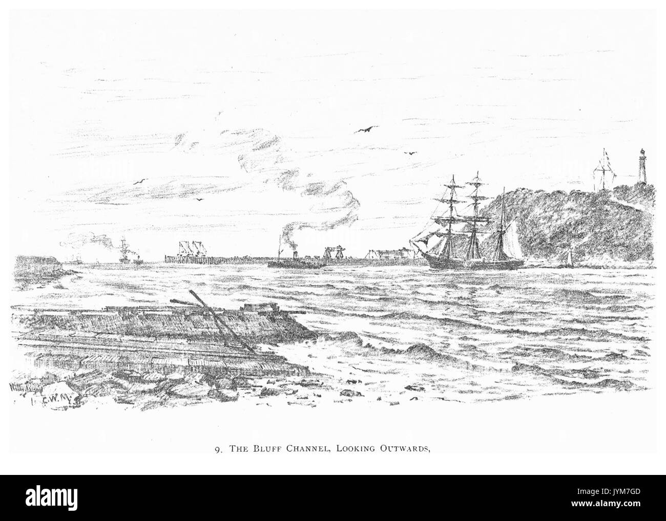 DURBAN (1891) 051 The Bluff Channel, auf der Suche nach außen Stockfoto
