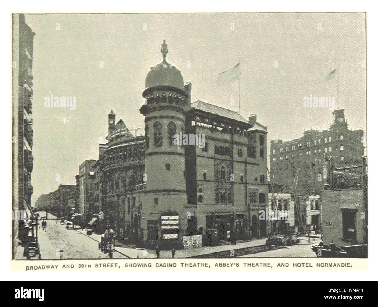 (King1893NYC) pg607 BROADWAY und 39th STREET, zeigt CASINO Theater ABBEY THEATRE und HOTEL NORMANDIE Stockfoto