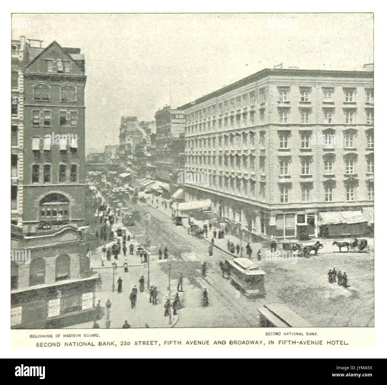 (König 1893, NYC) pg 743 ZWEITE NATIONALE BANK, 230 Street, Fifth Avenue und Broadway, IN FIFTH AVENUE HOTEL Stockfoto