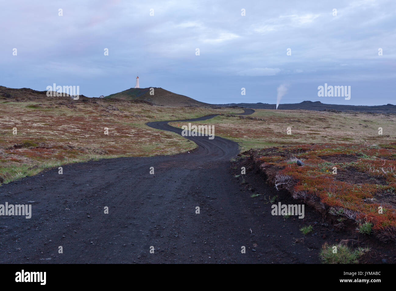 Sonnenaufgang in geothermischen Website Gunnuhver, Island Stockfoto