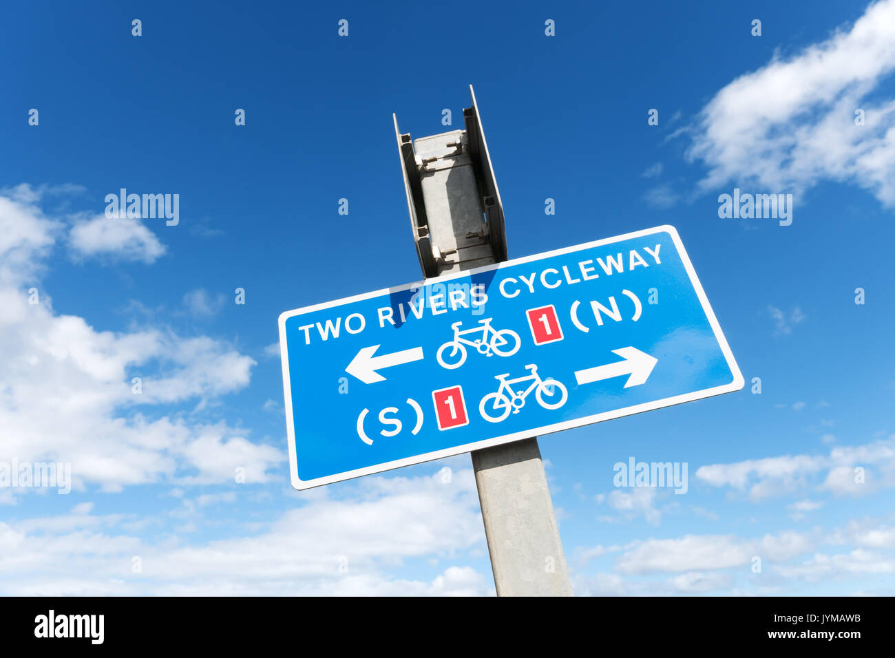 Zwei Flüsse (Tyne und Wear) cycleway unterzeichnen, Whitburn, North East England, Großbritannien Stockfoto