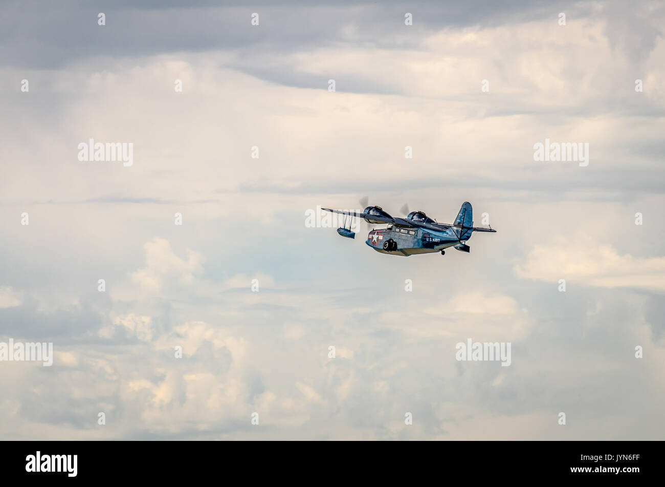 Grumman G-21 Gans zu Filze Feld Airshow. Spokane, Washington. Stockfoto