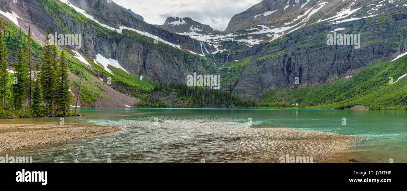 Grinnell fällt cascdes eiszeitliche Schmelzwasser vom Salamander und Grinnell Gletscher in Grinnell See im Glacier National Park, Montana Stockfoto