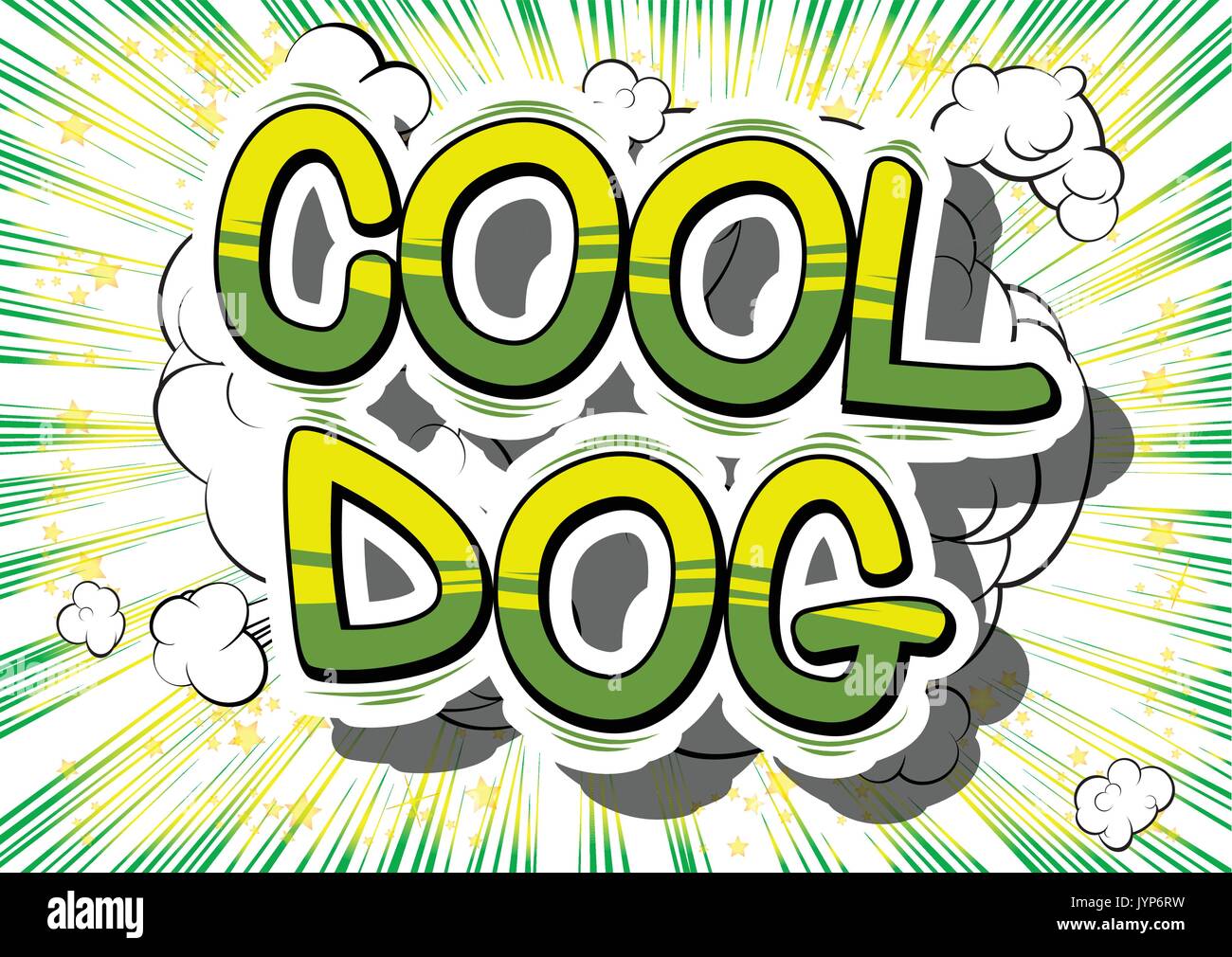 Cool-Dog-Comic Wort auf abstrakten Hintergrund. Stock Vektor