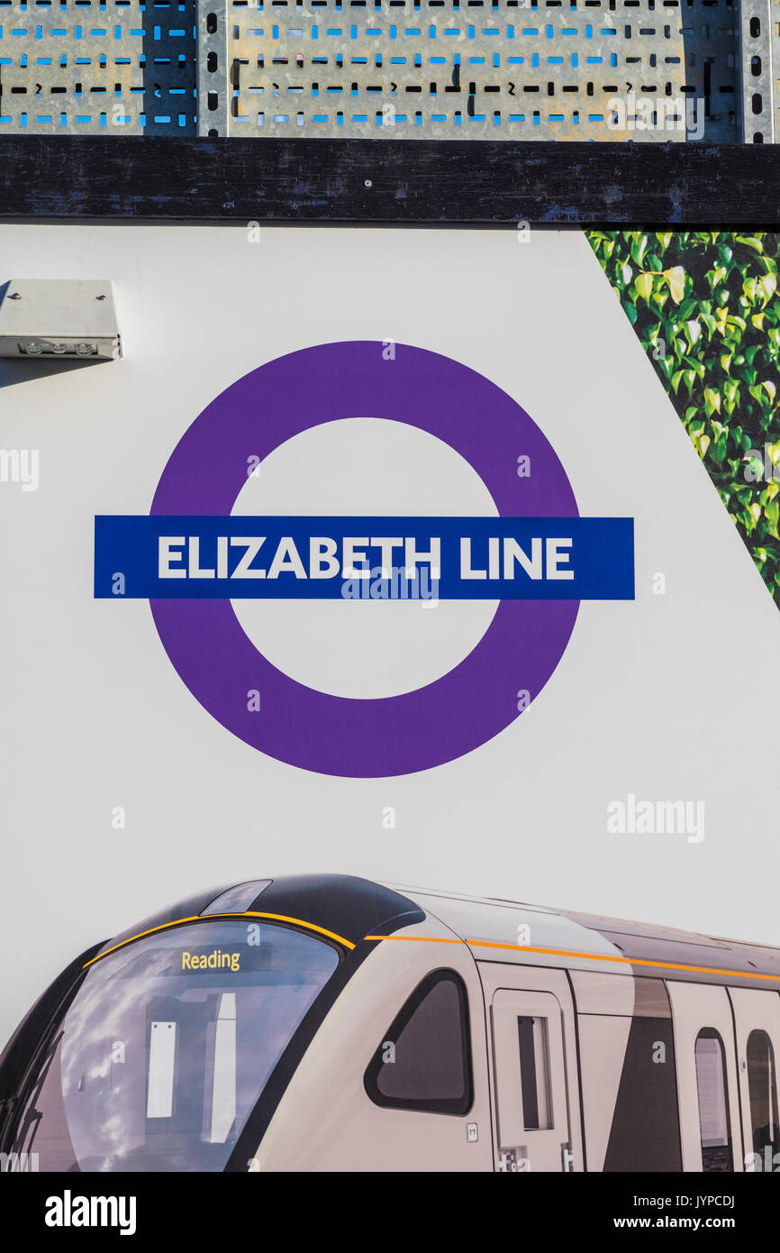 Neue Elizabeth Line Display Board außerhalb von Paddington Station, London, England, Großbritannien Stockfoto