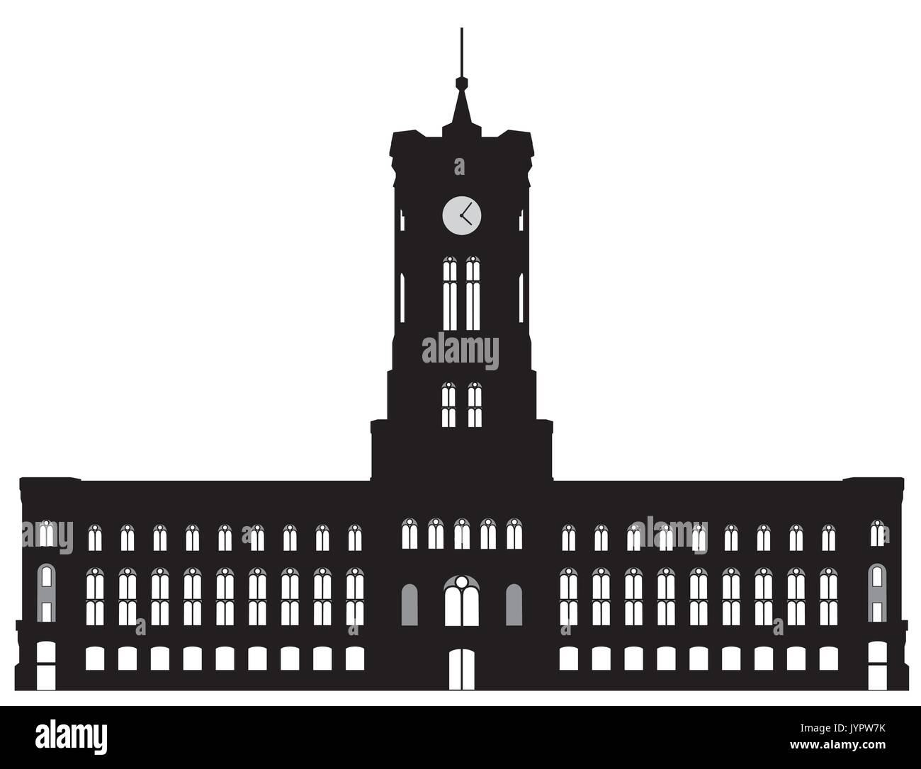 Schwarze und weiße Silhouette der Berliner Roten Rathaus Stock Vektor