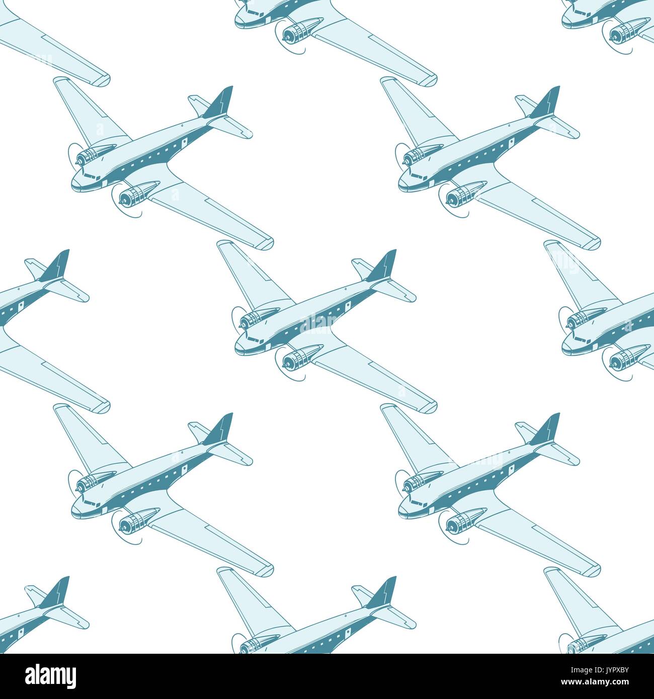 Flugzeuge Luftfahrt Flugzeug Luftverkehr nahtlose Muster auf weißem Hintergrund. Flugzeug Luftfahrt reisen reise Tourismus Luftverkehr. Pop Art Stock Vektor