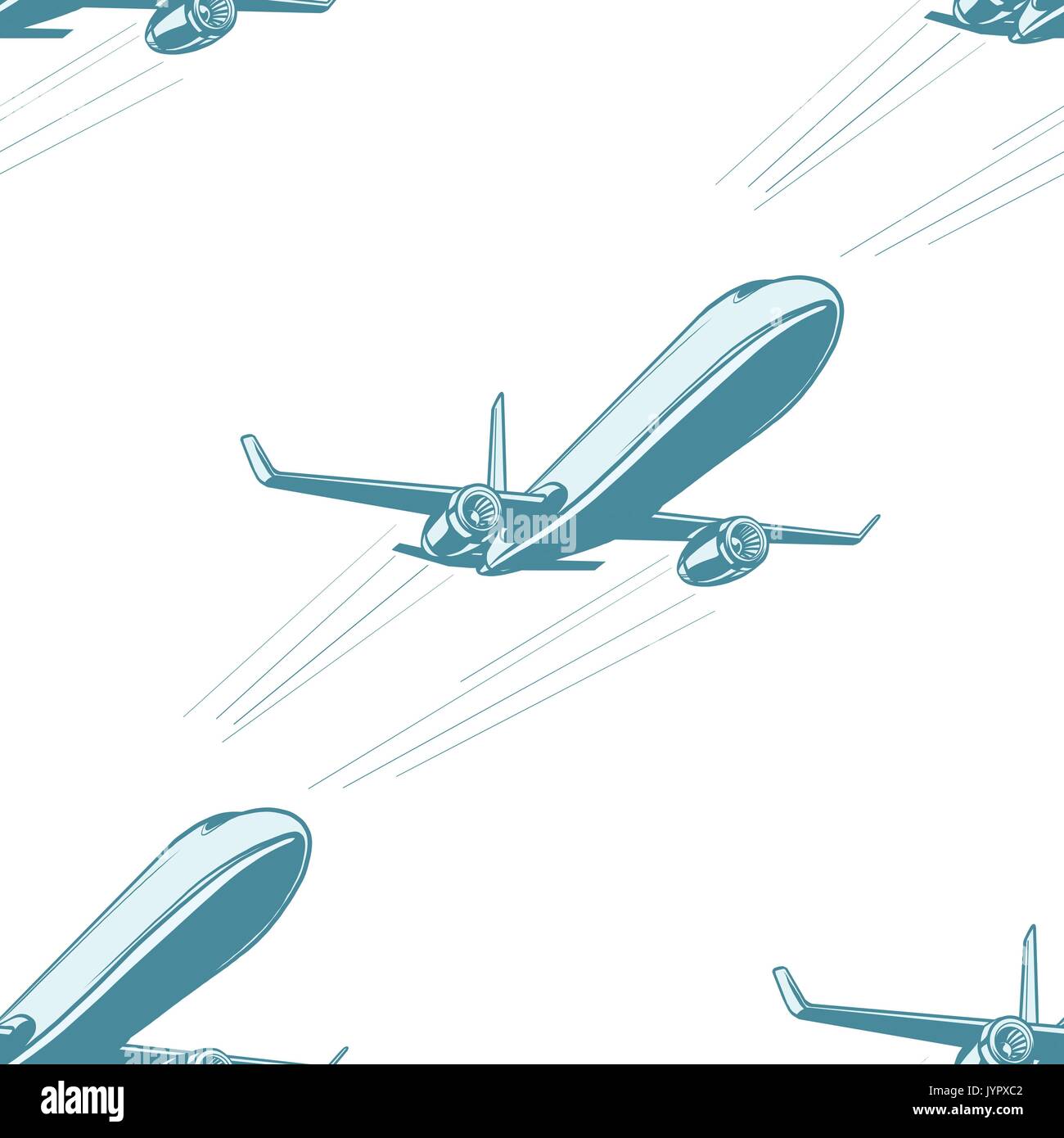 Flugzeuge Luftfahrt Flugzeug Luftverkehr nahtlose Muster auf weißem Hintergrund. Flugzeug Luftfahrt reisen reise Tourismus Luftverkehr. Pop Art Stock Vektor