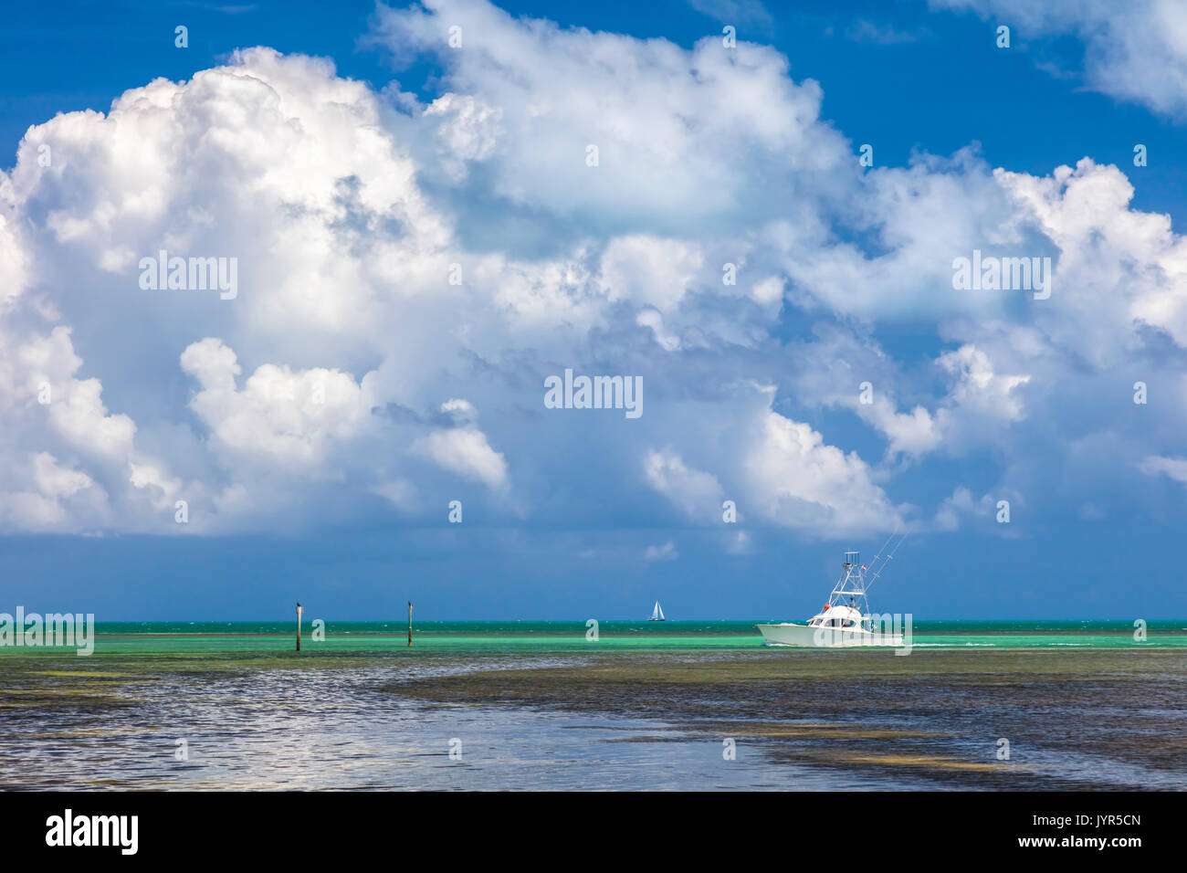 Boot im Atlantischen Ozean aus den Florida Keys Stockfoto