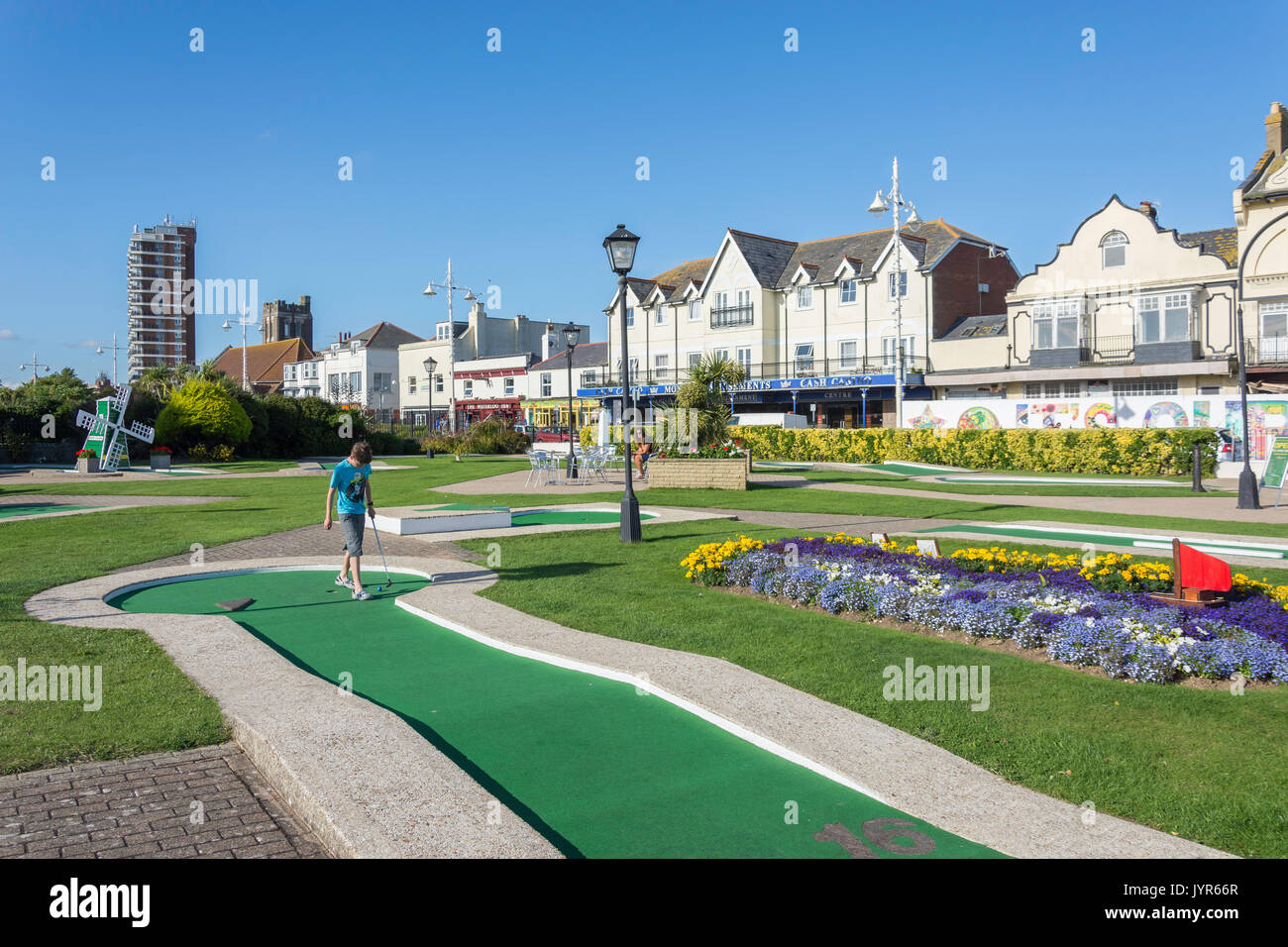 Bognor Regis Crazy Golf, der Esplanade, Chichester, West Sussex, England, Vereinigtes Königreich Stockfoto