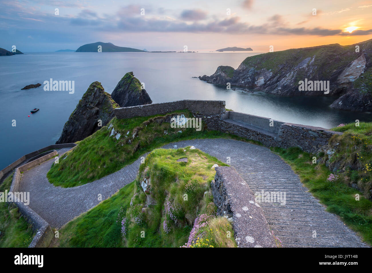 In Dunquin Pier (Dún Chaoin), der Halbinsel Dingle in der Grafschaft Kerry, Provinz Munster, Irland, Europa. Stockfoto