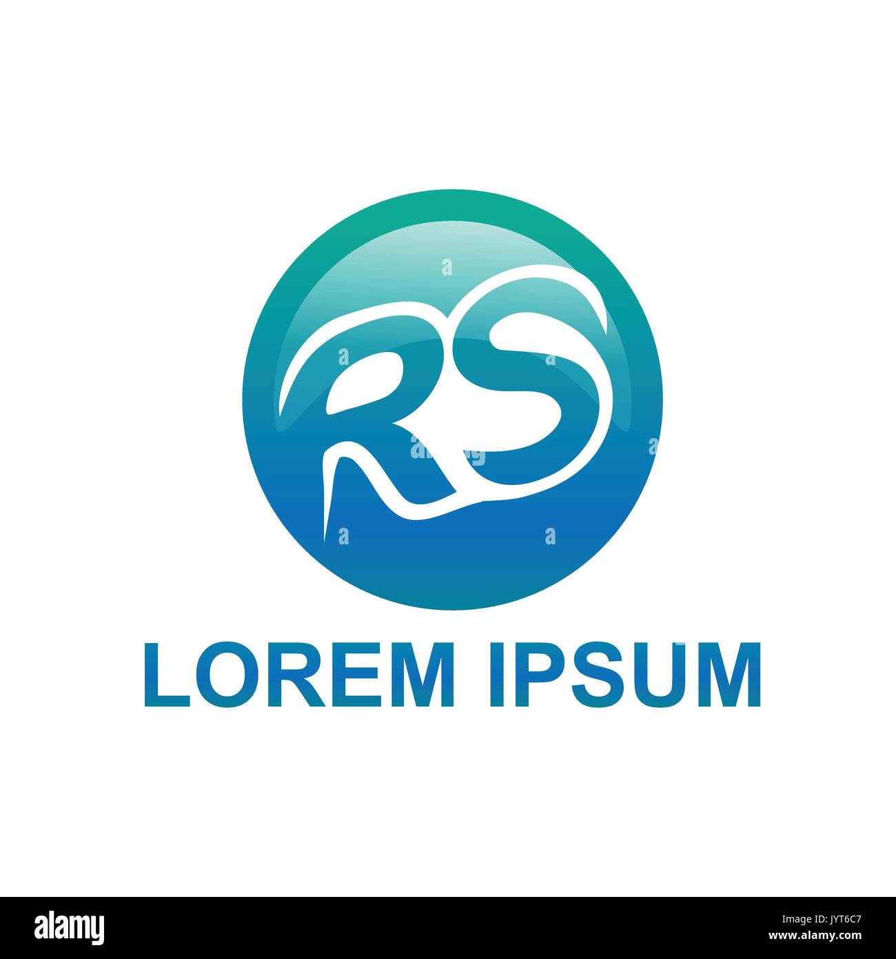 Schreiben RS mit einem Kreis, Icon Design, auf weißem Hintergrund. Stock Vektor
