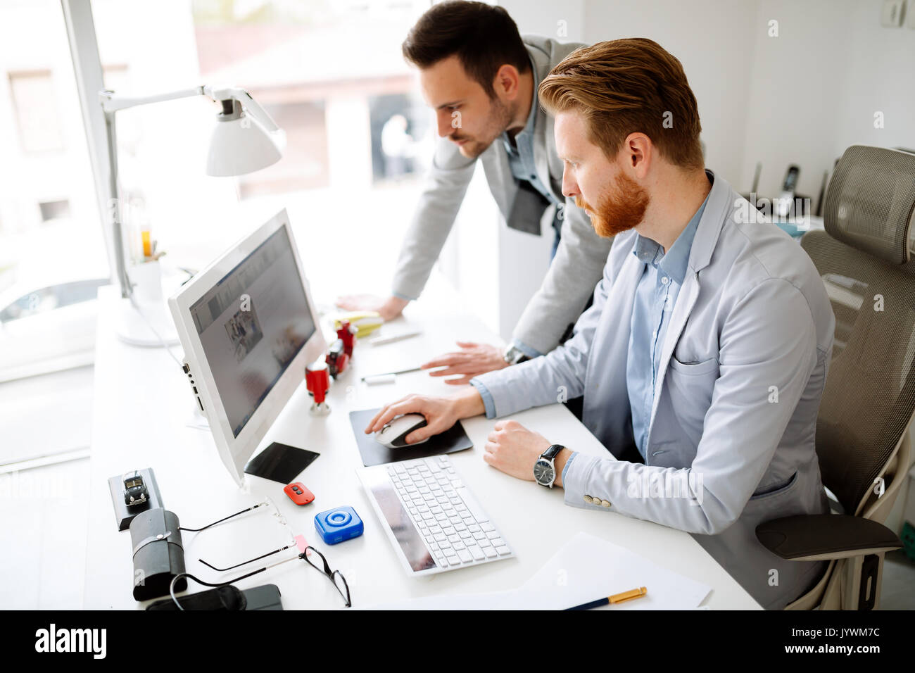 Mitarbeiter Planung start Ziele Stockfoto