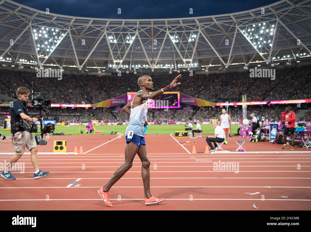 Mohamed 'Mo'FARAH, GBR, 2.Platz, in seiner letzten Ehrenrunde. Finale 5000 m der Maenner am 12.08.2017 Wirtschaft Championships 2017 in London/Grossbritannien, vom 04.08. - 13.08.2017. | Verwendung weltweit Stockfoto