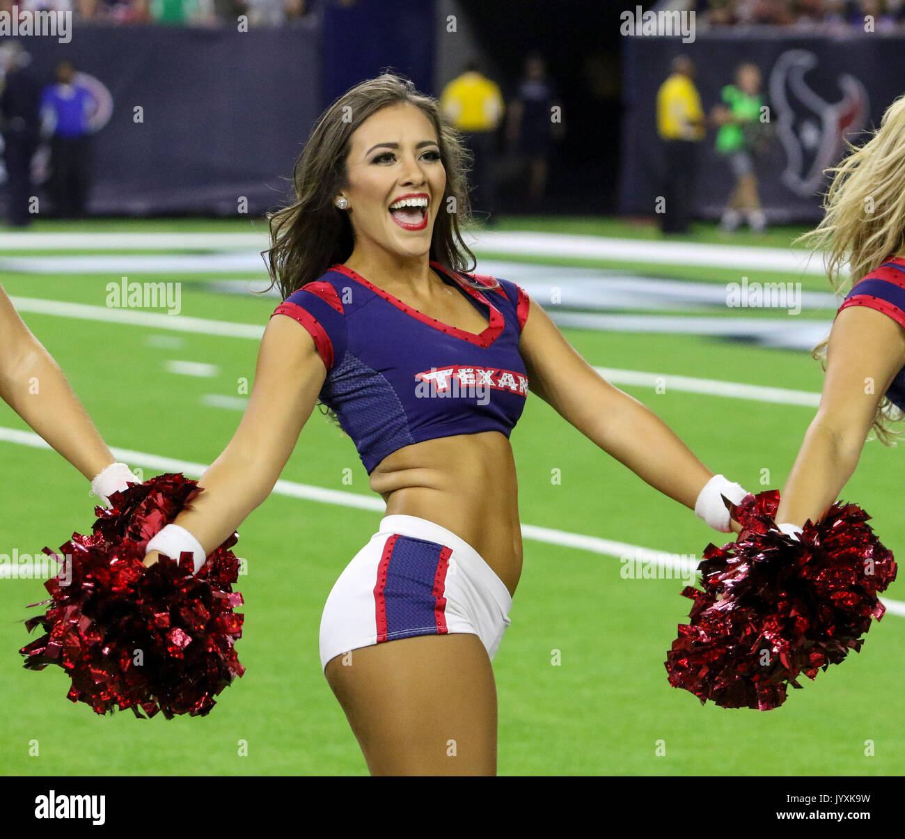 August 19, 2017: ein Houston Texans Cheerleader während der NFL preseason Spiel zwischen den New England Patriots und die Houston Texans an NRG Stadion in Houston, TX. John Glaser/CSM. Stockfoto