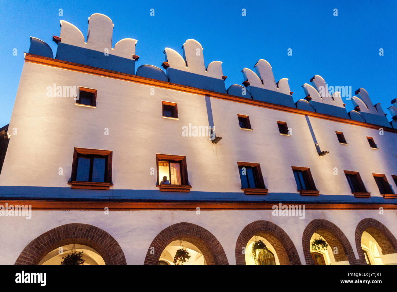 Nove Mesto nad Metuji, Tschechien, Renaissance Häuser am Hauptplatz Stockfoto