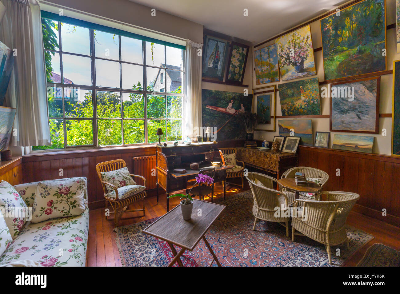 Interieur von Claude Monet in Giverny, Normandie, Frankreich Stockfoto