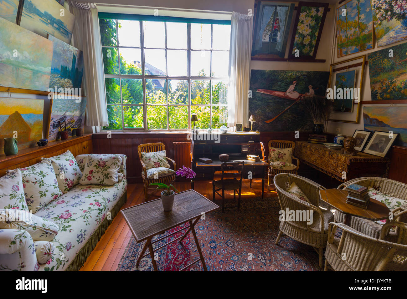 Interieur von Claude Monet in Giverny, Normandie, Frankreich Stockfoto