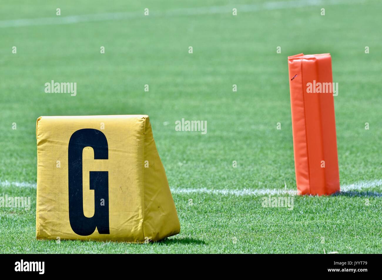 American Football touchdown Ziel Marker Stockfoto