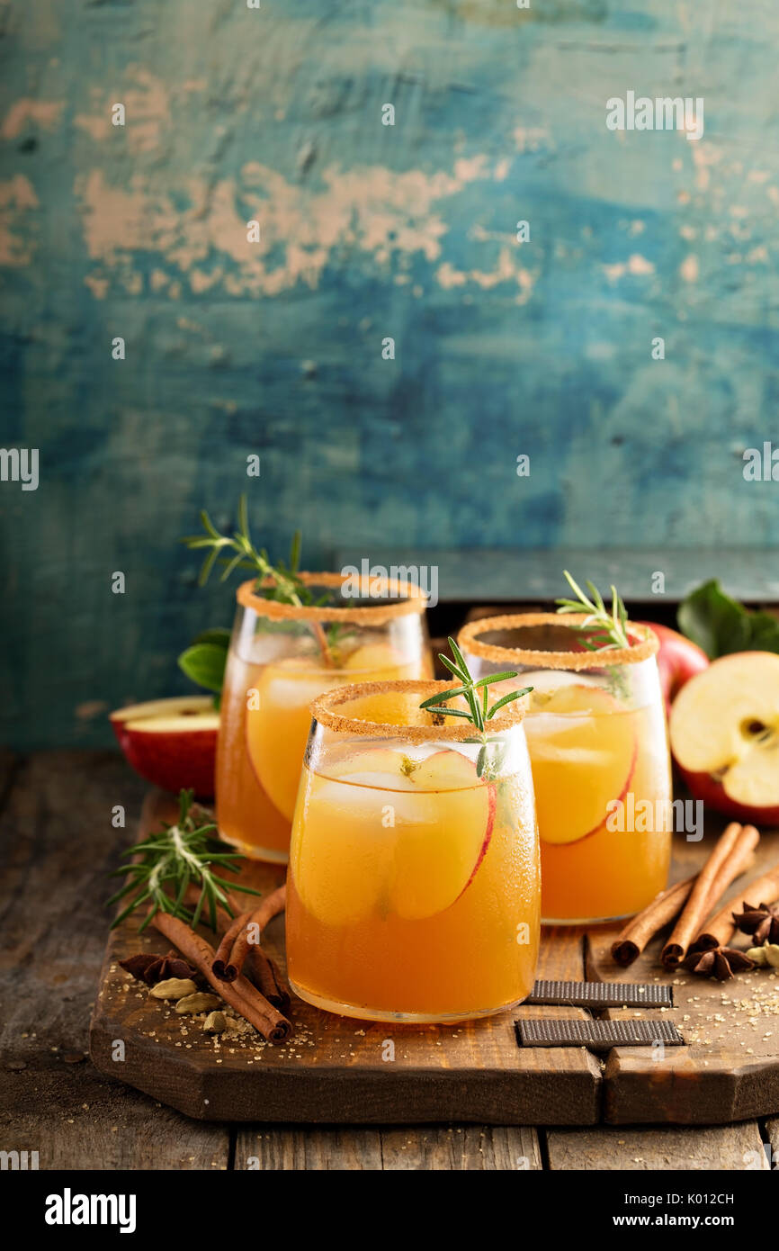 Festplatte Apple Cider Cocktail mit Fall Gewürze Stockfoto