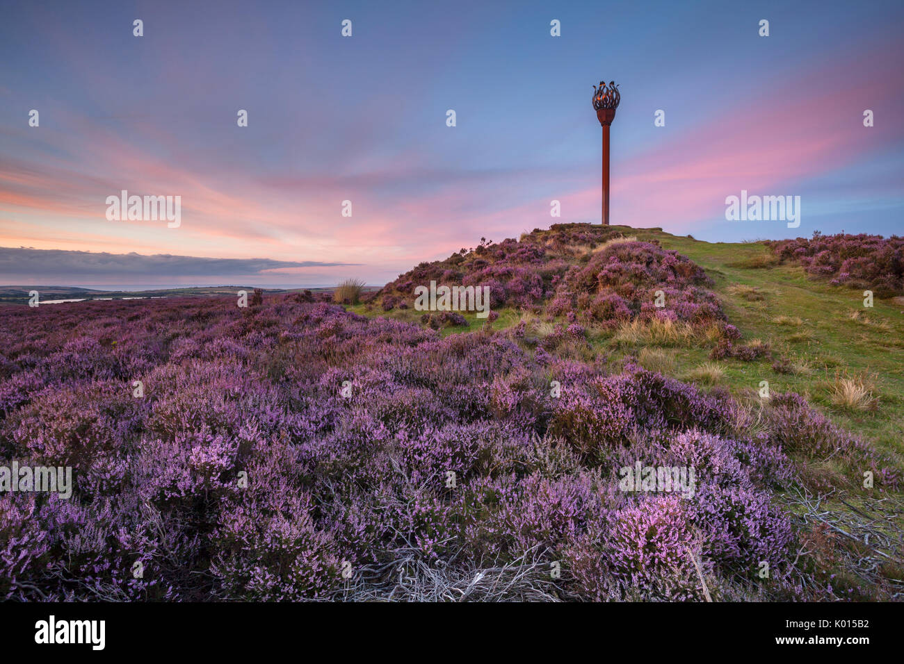 Sonnenuntergang über Danby Beacon in der North York Moors. Stockfoto