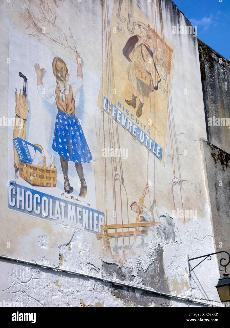 Historische Werbung in Moissac, Frankreich Stockfoto