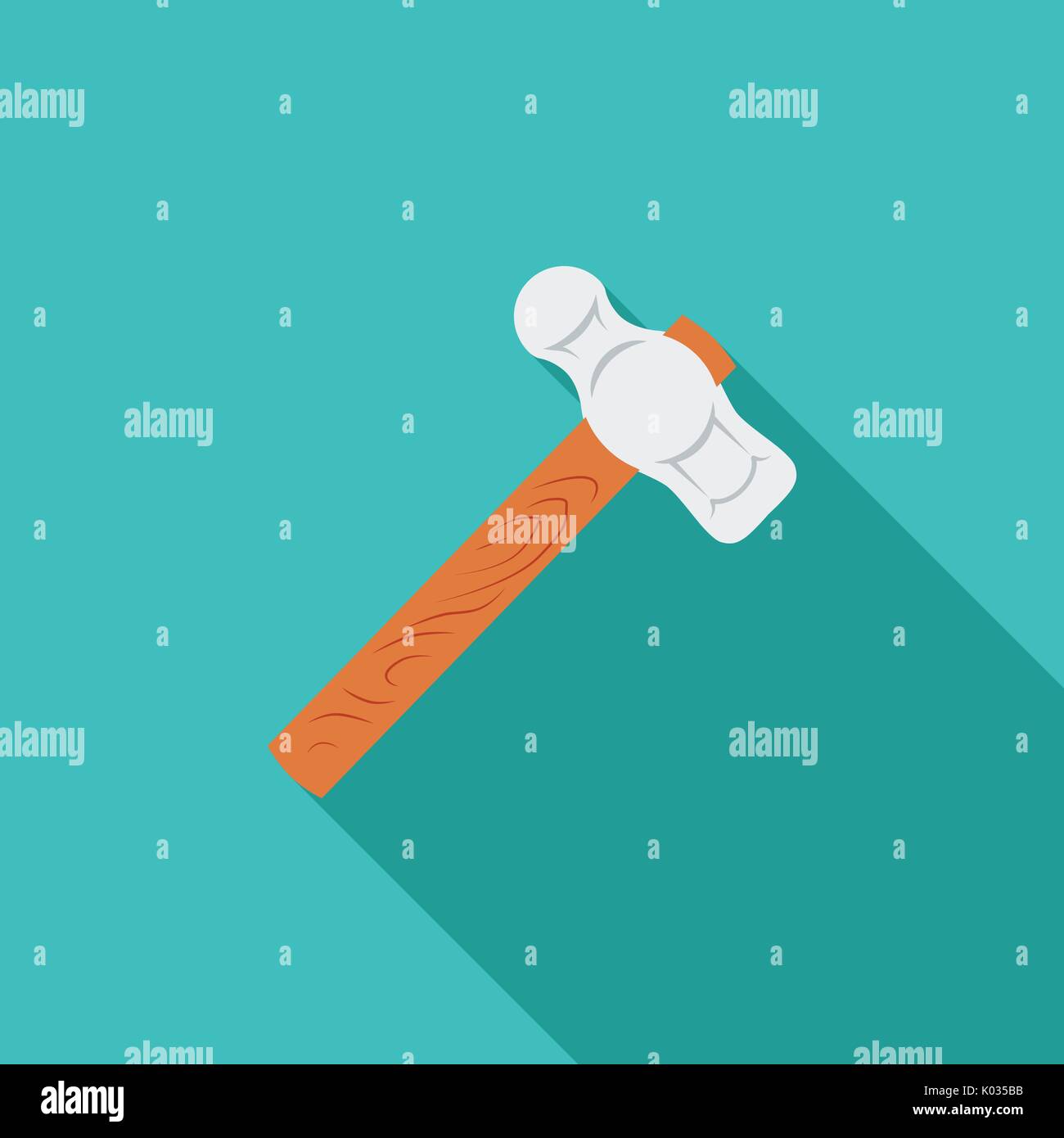 HammerSymbol. Flache Vektor verwandte Symbol mit langen Schatten für